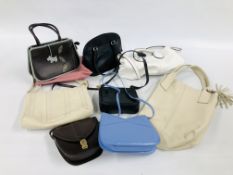 8 VARIOUS HANDBAGS TO INCLUDE BAGS MARKED RADLEY, GIGI, CELLI ETC.