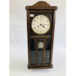 AN OAK CASED REGULATOR STYLE STRIKING WALL CLOCK