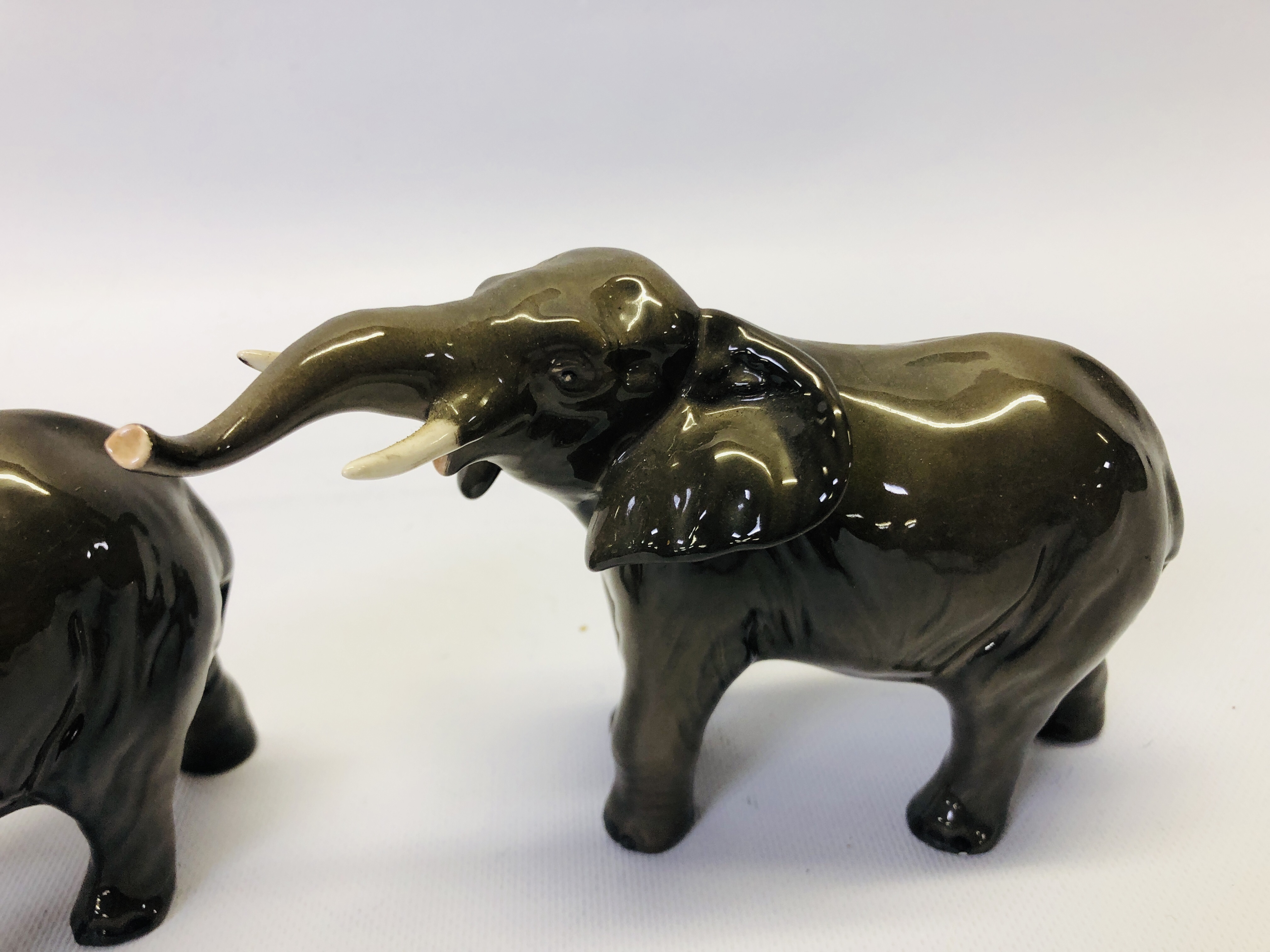 A PAIR OF BESWICK ELEPHANT ORNAMENTS - HEIGHT 12CM. - Image 2 of 7