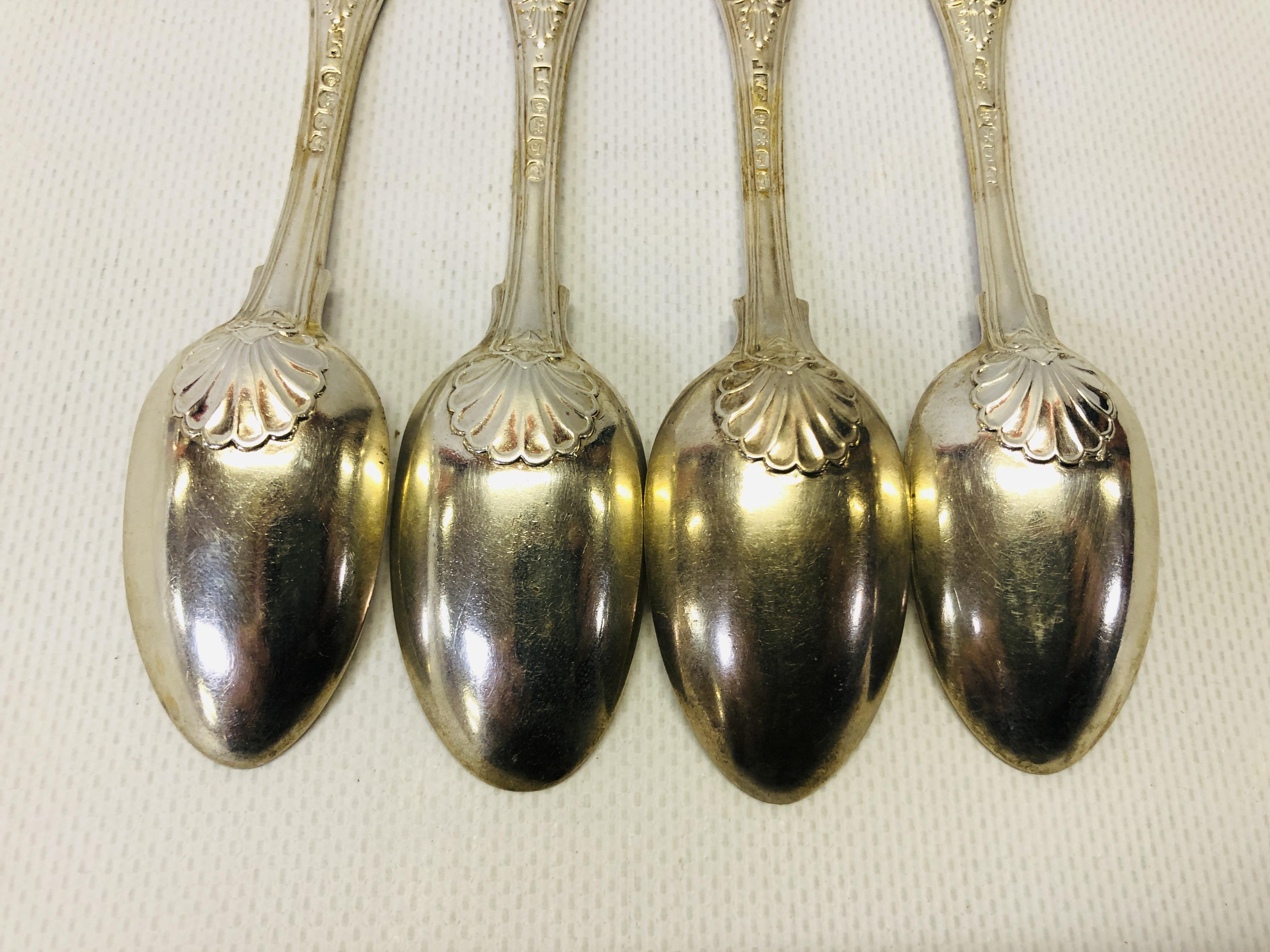 4 WILLIAM IV LARGE KING'S PATTERN SILVER TEASPOONS, W. - Image 7 of 12