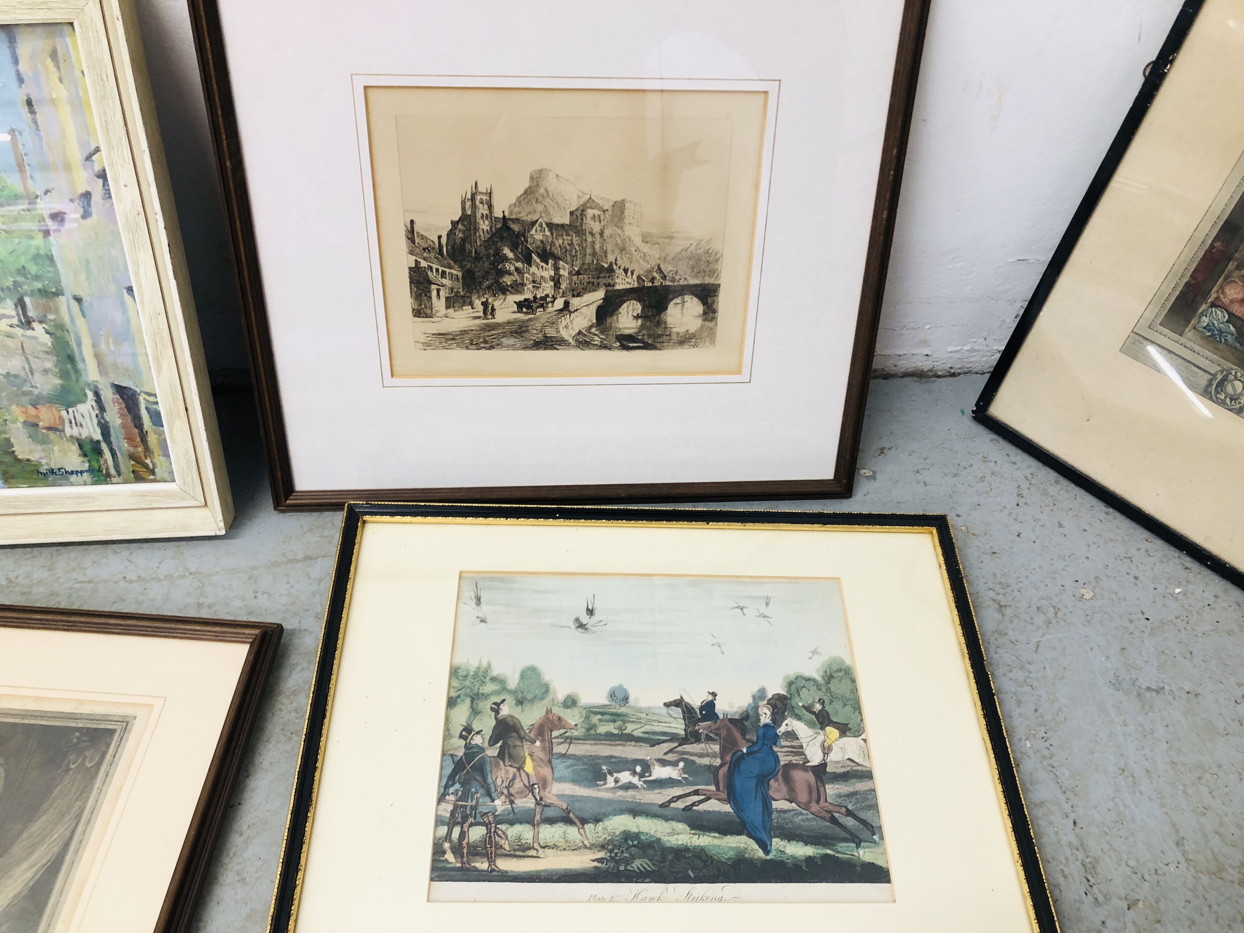 BOX OF VARIOUS PRINTS AND PICTURES INCLUDING ETCHINGS ETC. - Image 12 of 13