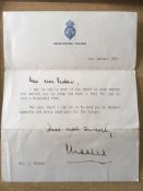 1985 LETTER FROM KENSINGTON PALACE TO MRS C. PARKER SIGNED 'YOURS MOST SINCERELY CHARLES'.