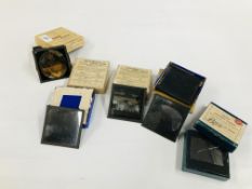 A COLLECTION OF ASSORTED VINTAGE GLASS LANTERN SLIDES, MIXED INTEREST TO INCLUDE RELIGIOUS EXAMPLES.