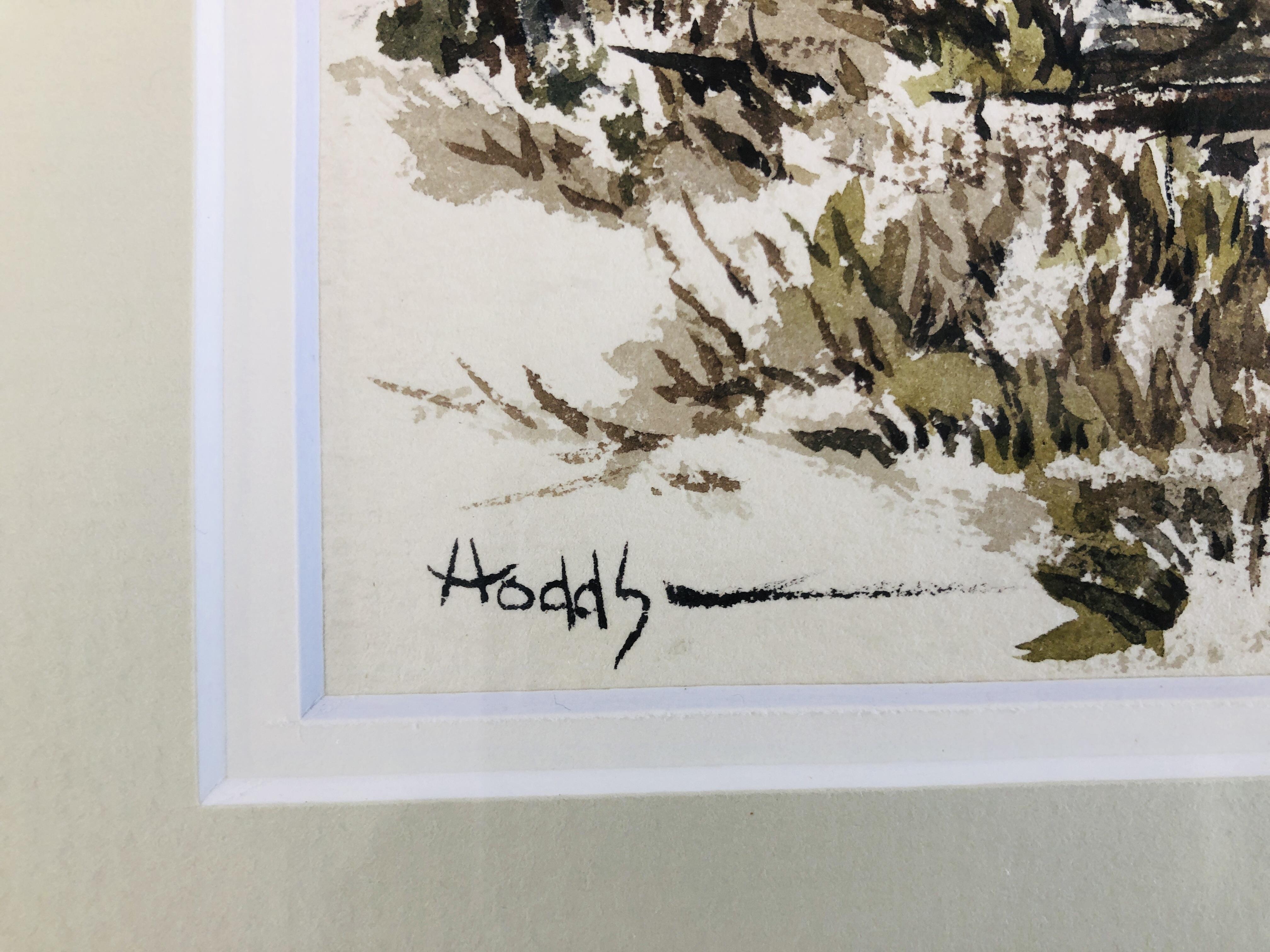 A FRAMED AND MOUNTED WATERCOLOUR "SALVAGED - BREYDON" SIGNED ROY HODDS 18CM X 26CM. - Image 3 of 4