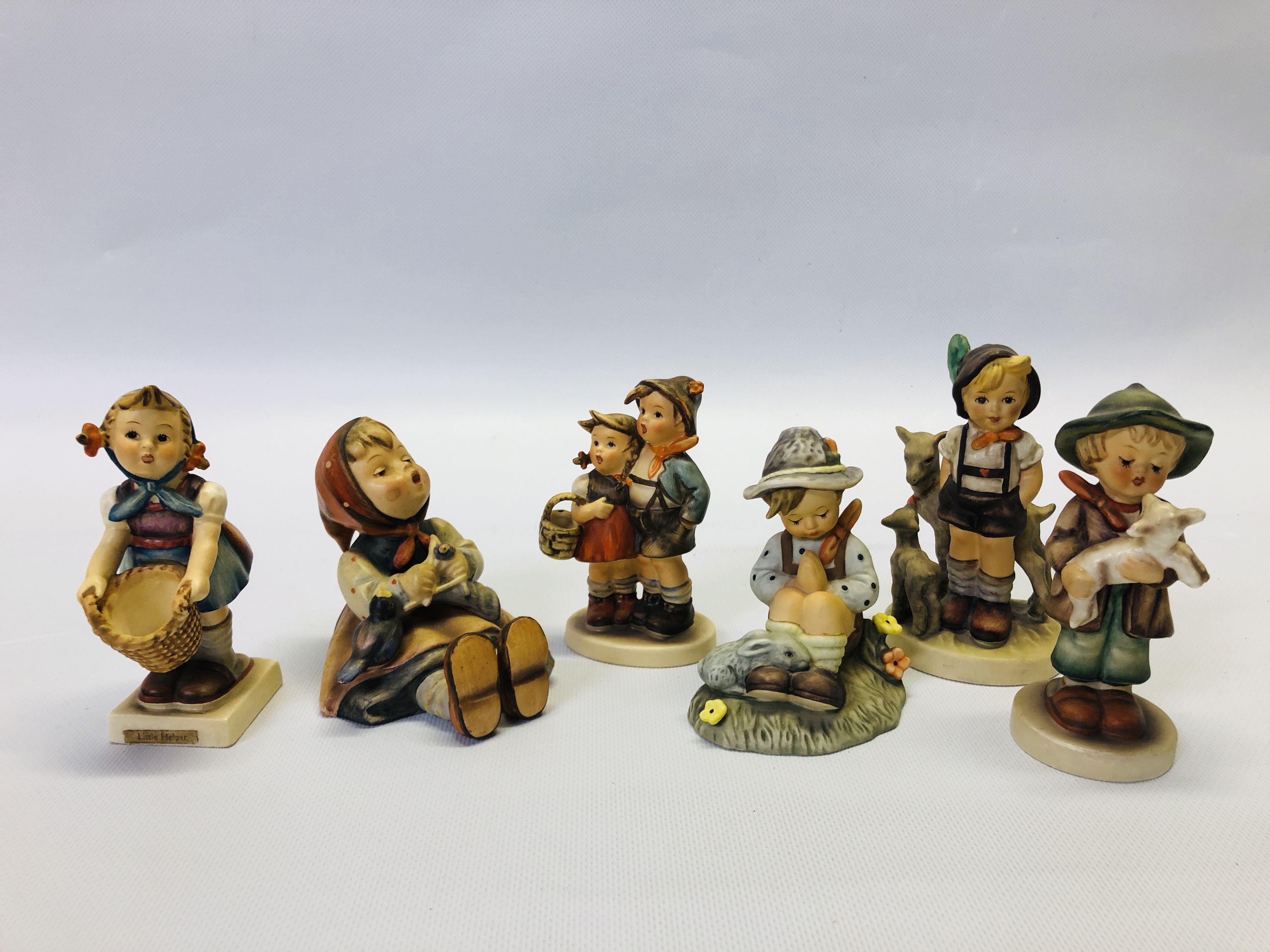 A GROUP OF 6 ASSORTED "GOEBEL" CABINET ORNAMENTS T O INCLUDE "LITTLE HELPER" NATURES PRAYER BH55