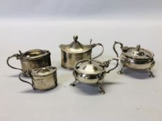 3 VARIOUS OVAL SILVER MUSTARDS, ONE BY GOLDSMITHS & SILVERSMITHS CO.