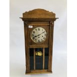 AN OAK CASED REGULATOR STYLE WALL CLOCK WESTMINSTER CHIMING