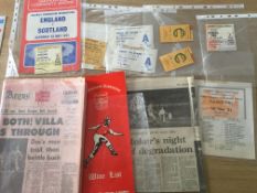 SMALL COLLECTION FOOTBALL EPHEMERA, PROGRAMMES AND TICKETS WITH 1968 EUROPEAN CUP FINAL, MAN UTD.
