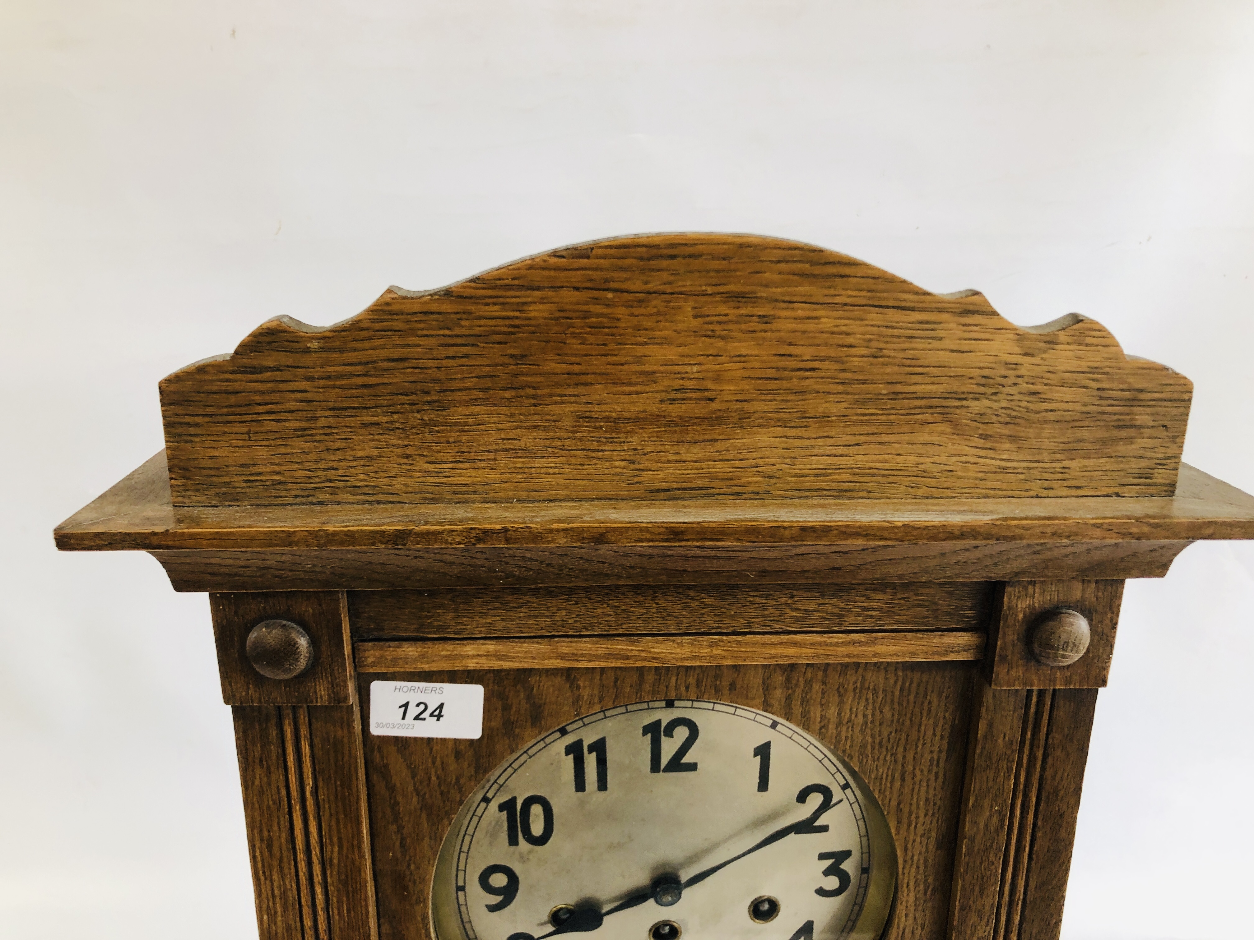 AN OAK CASED REGULATOR STYLE WALL CLOCK WESTMINSTER CHIMING - Image 2 of 7