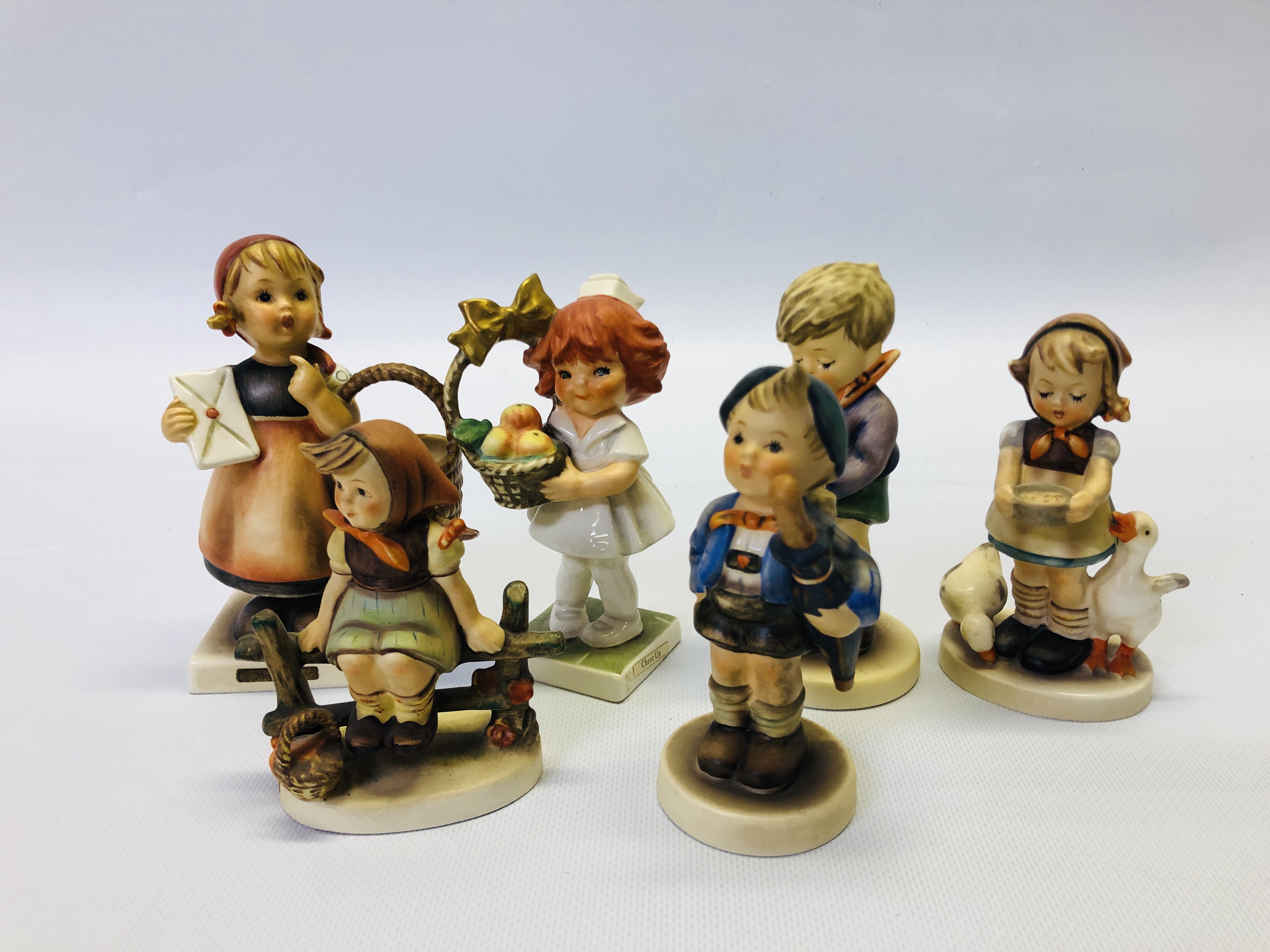 A GROUP OF 6 ASSORTED "GOEBEL" CABINET ORNAMENTS TO INCLUDE "MEDITATION" AND SIGNED LIMITED /