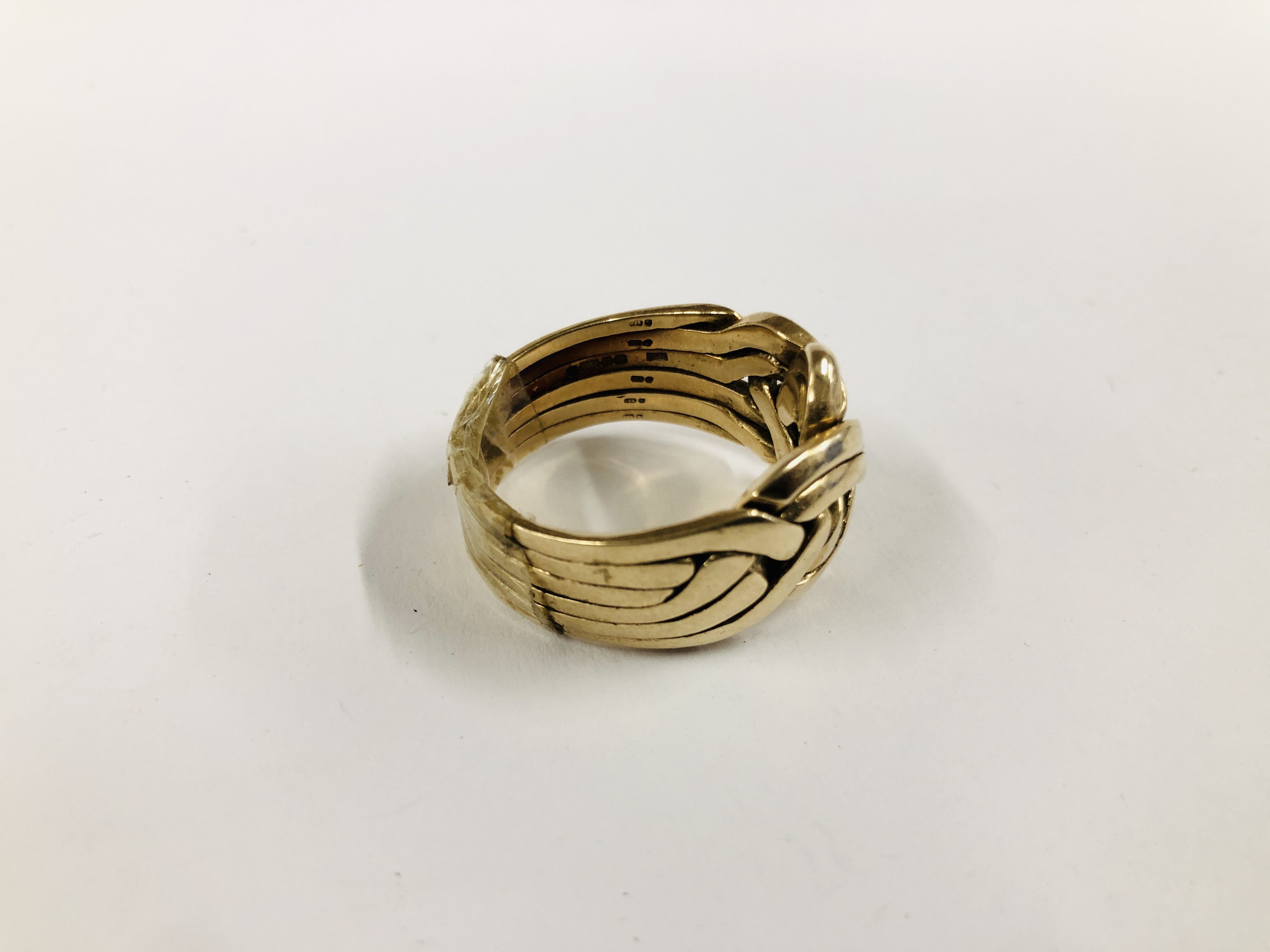 A 9CT GOLD PUZZLE RING. - Image 3 of 10