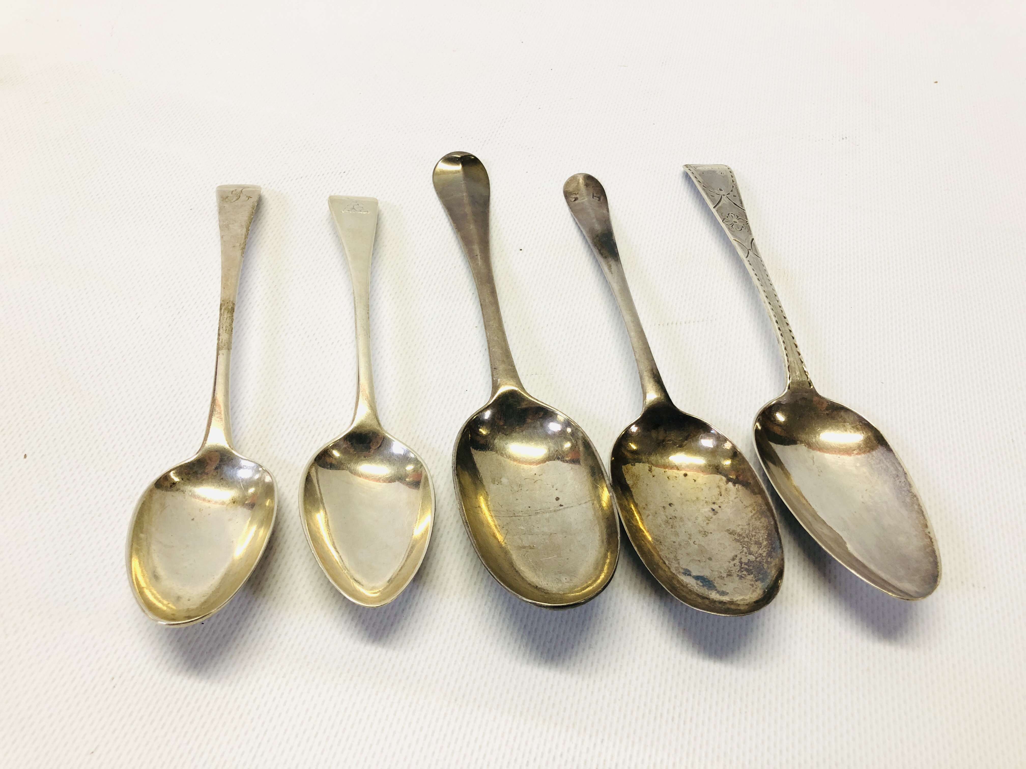 2 SILVER SERVING SPOONS, BRIGHT-CUT AND HANOVERIAN,