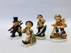A GROUP OF 4 ASSORTED "GOEBEL" CABINET ORNAMENTS TO INCLUDE A FISHERMAN ETC.