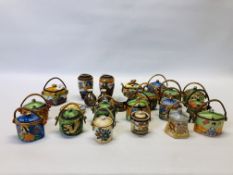 A COLLECTION OF 16 ORIENTAL PATTERN PRESERVE / SUGAR POTS TO INCLUDE SATSUMA EXAMPLES + 2 PAIRS OF