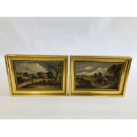 A PAIR OF OIL ON BOARD C. MASKELL PAINTINGS OF COUNTRY IPSWICH SCENES IN GILT FRAMES 18.5CM X 28.
