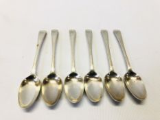 A SET OF 6 BRIGHT-CUT SILVER DESSERT SPOONS, WILLIAM SUMNER,