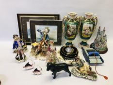 COLLECTION OF FIGURES, CERAMICS, VASES AND PLATES ETC.