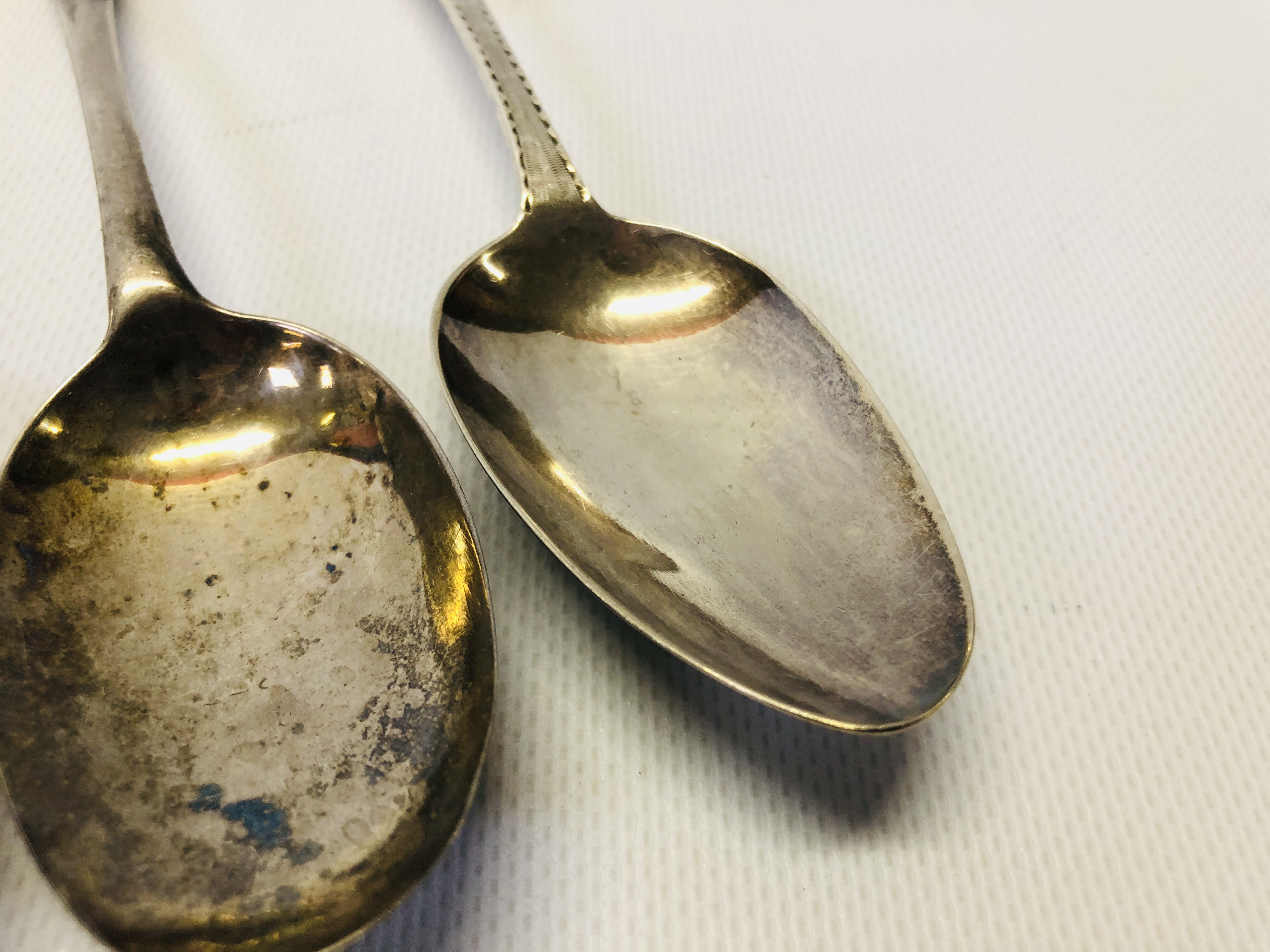2 SILVER SERVING SPOONS, BRIGHT-CUT AND HANOVERIAN, - Image 4 of 13