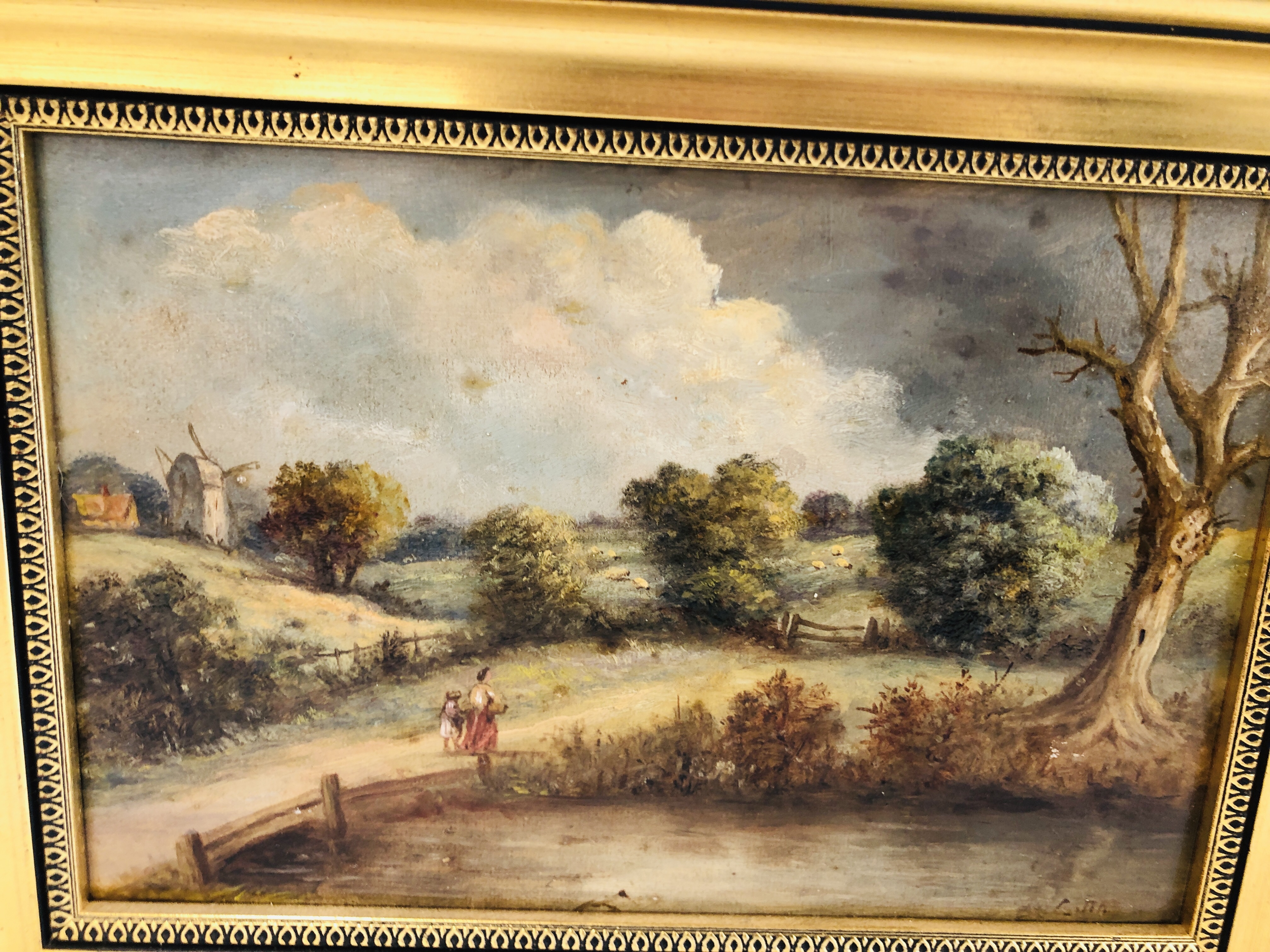 A PAIR OF OIL ON BOARD C. MASKELL PAINTINGS OF COUNTRY IPSWICH SCENES IN GILT FRAMES 18.5CM X 28. - Image 5 of 11