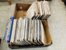 2 BOXES CONTAINING APPROXIMATELY 200 RECORDS TO INCLUDE ABBA, DIANA ROSS, BARRY WHITE, JOHNNY CASH,