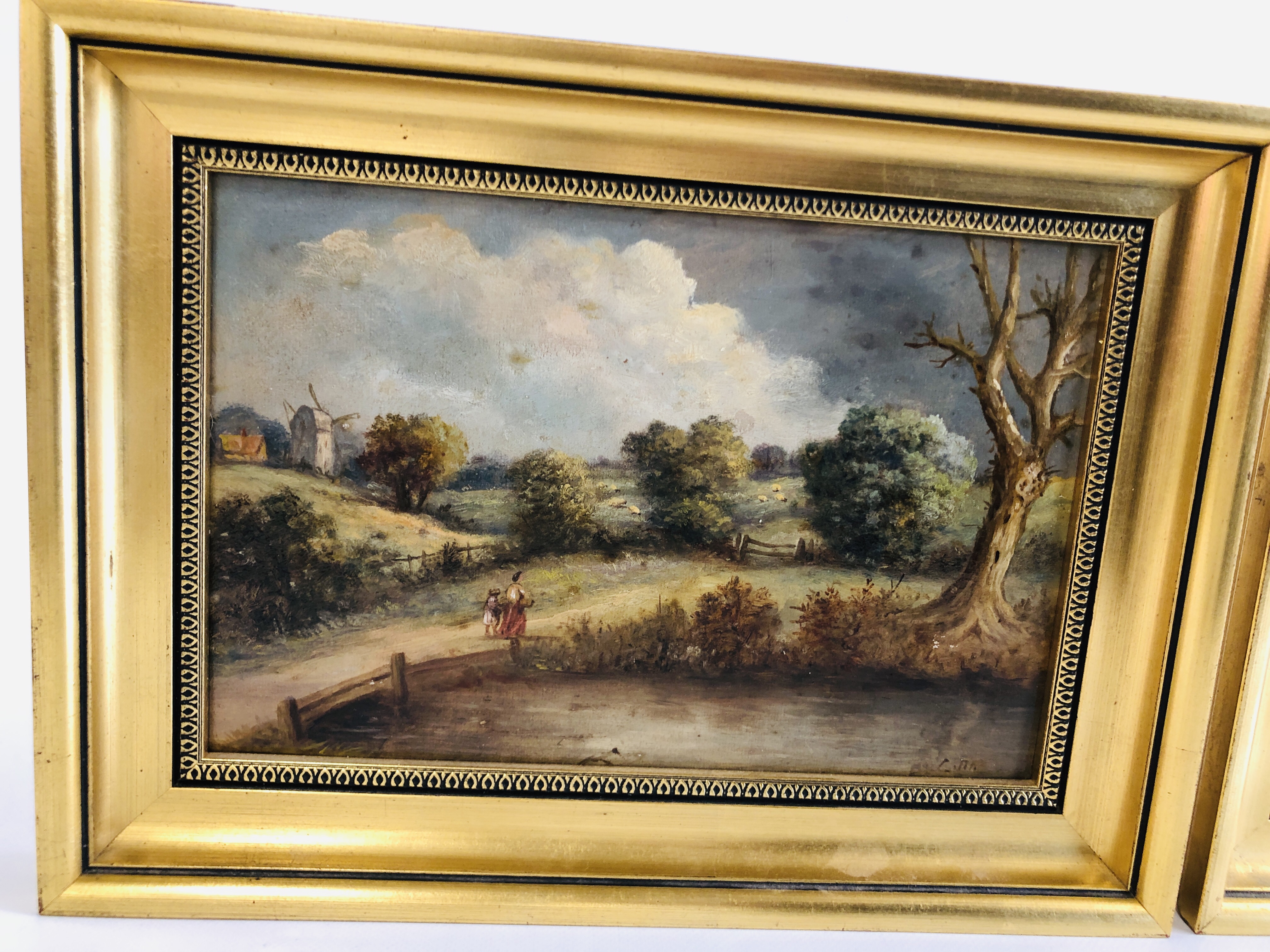 A PAIR OF OIL ON BOARD C. MASKELL PAINTINGS OF COUNTRY IPSWICH SCENES IN GILT FRAMES 18.5CM X 28. - Image 4 of 11