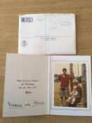 1983 CHRISTMAS CARD AND ENVELOPE SIGNED 'FROM CHARLES AND DIANA'.