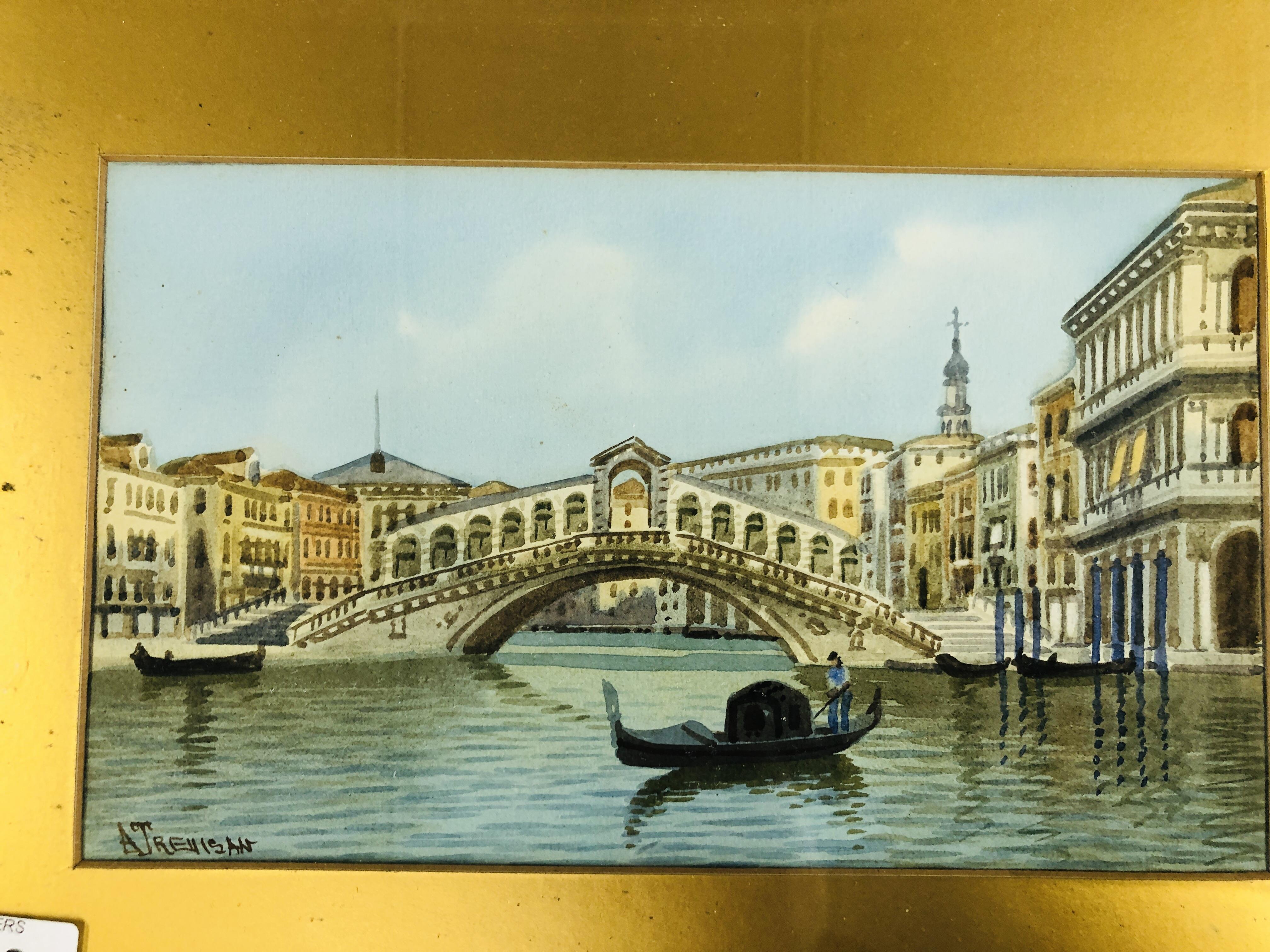 FRAMED WATERCOLOUR VENETIAN CANAL SCENE BEARING SIGNATURE A. - Image 2 of 5