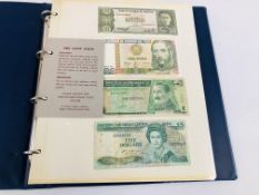 AN ALBUM OF ASSORTED BANK NOTES APPROX 100 TO INCLUDE WORLD WIDE ETC.