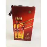 A BOXED SET OF 2 X 1 LITRE BOTTLES OF JOHNNIE WALKER RED LABEL BLENDED SCOTCH WHISKY