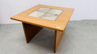 A GANGSO MOBLER DANISH TILE TOP COFFEE TABLE - W 70CM X D 70CM X H 49CM.