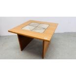 A GANGSO MOBLER DANISH TILE TOP COFFEE TABLE - W 70CM X D 70CM X H 49CM.