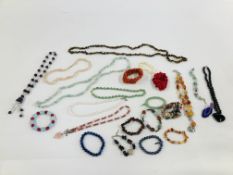 COLLECTION OF GEMSTONE NECKLACES AND BRACELETS.