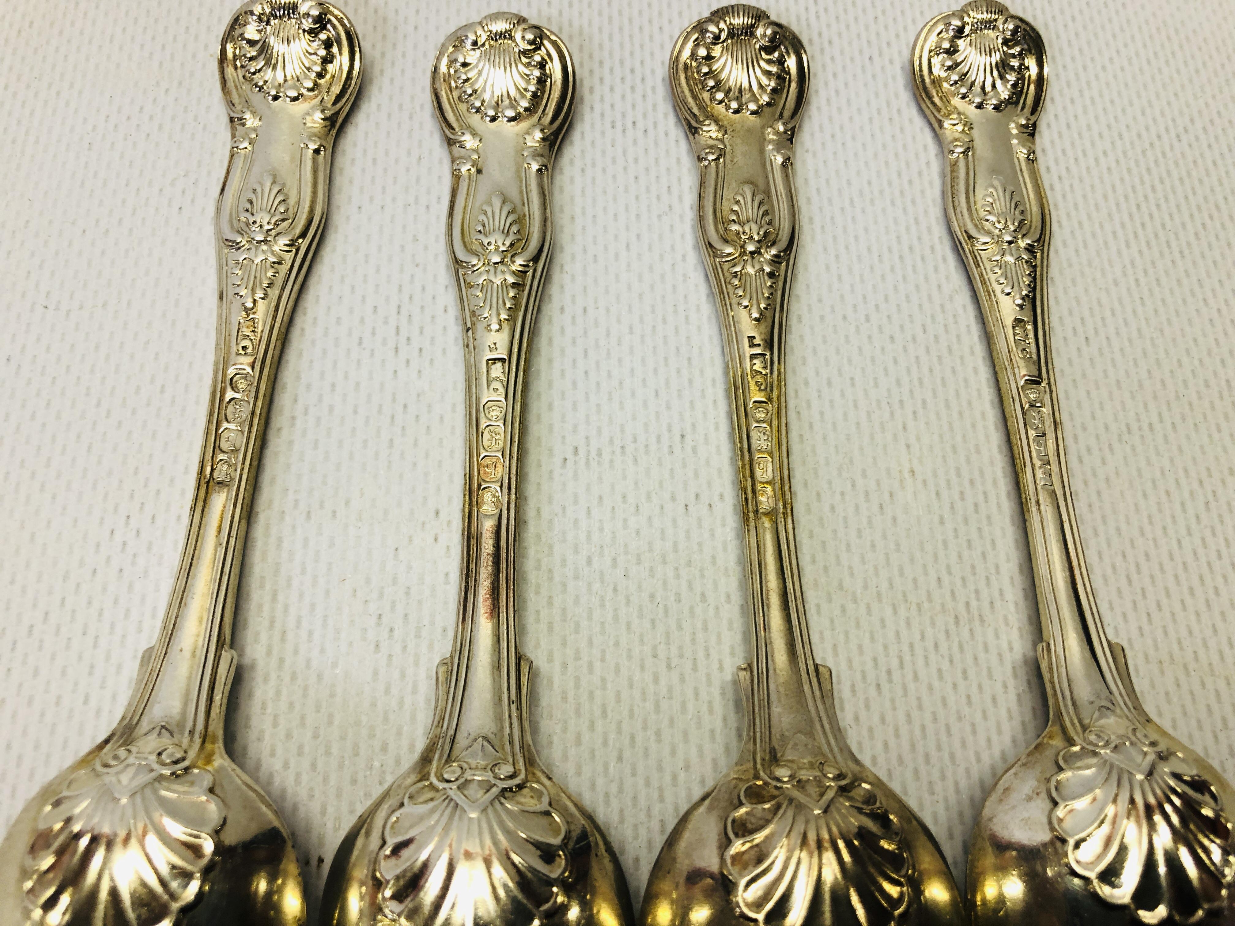 4 WILLIAM IV LARGE KING'S PATTERN SILVER TEASPOONS, W. - Image 11 of 12