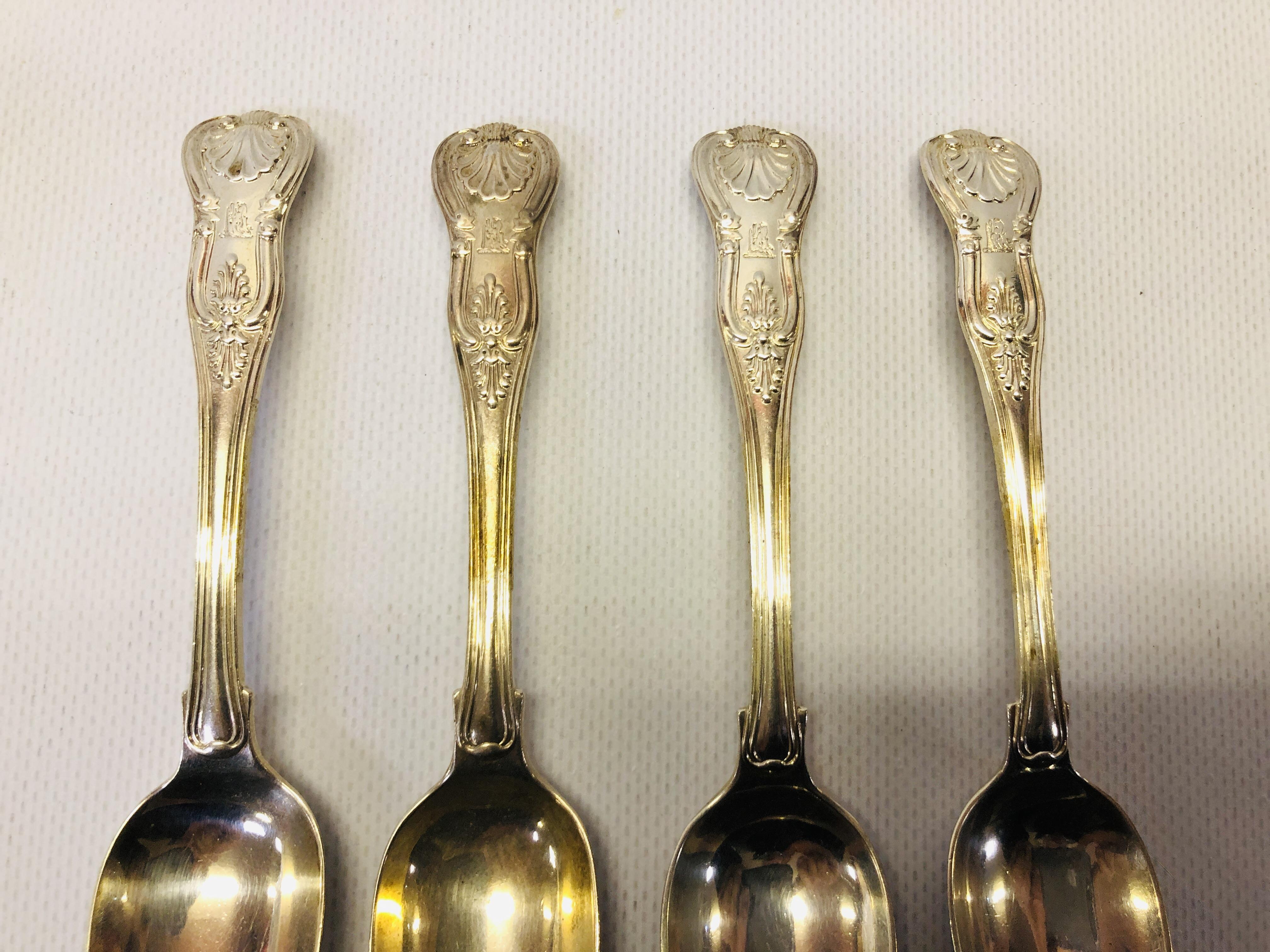 4 WILLIAM IV LARGE KING'S PATTERN SILVER TEASPOONS, W. - Image 4 of 12