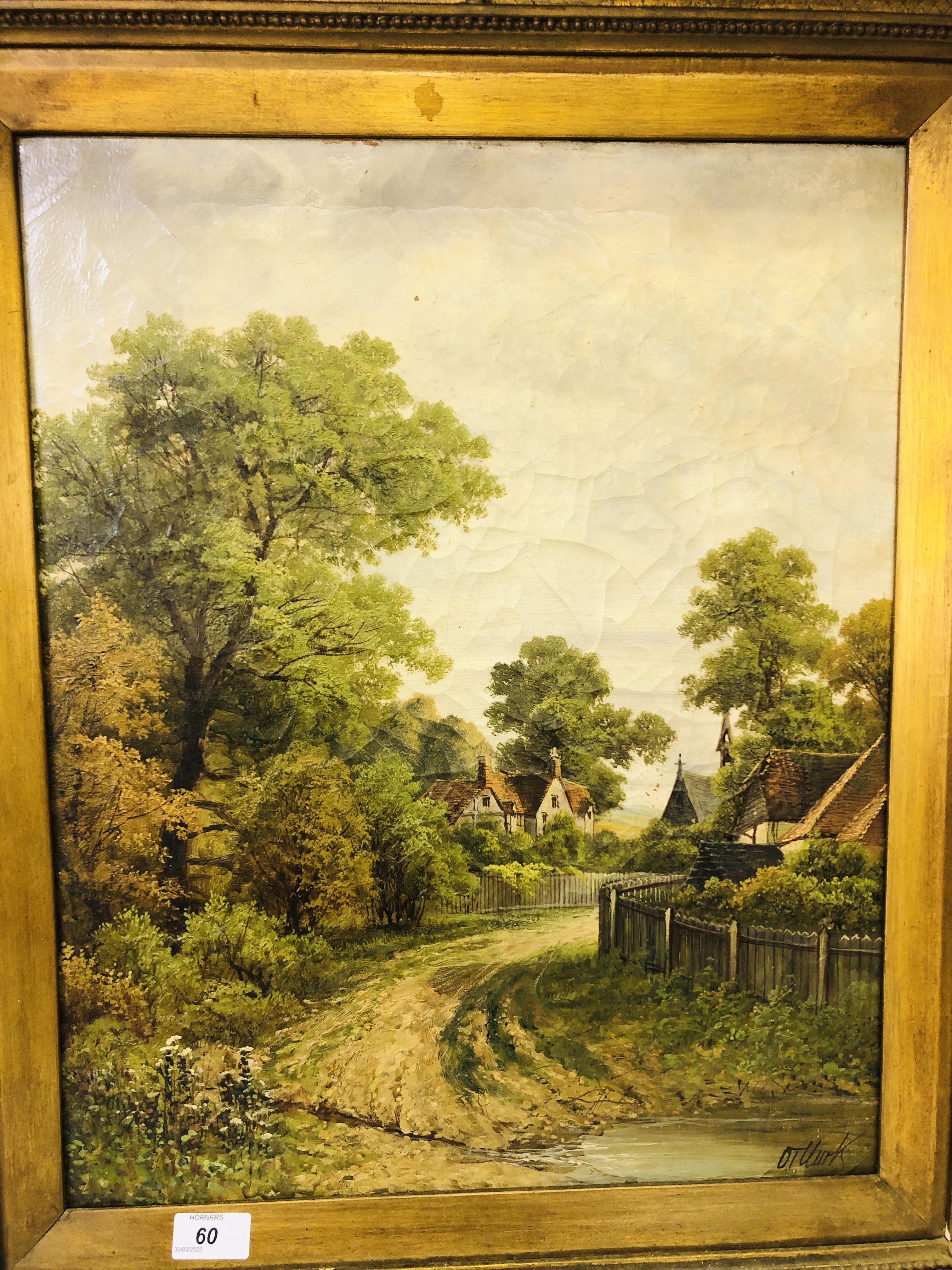 19TH CENTURY OIL ON CANVAS "ENTRANCE TO HIGHGATE WOODS" BEARING SIGNATURE O.T. CLARK. - Image 2 of 21