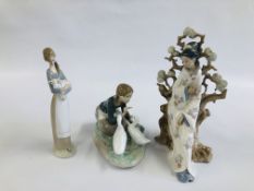SELECTION OF 3 LLADRO FIGURINES "LADY WITH LAMB", "LADY WITH GEESE",