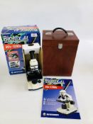 A BRESSER BIOLUX A1 20X - 1280X MICROSCOPE ALONG WITH BOX.