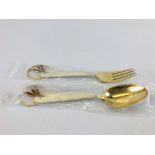 ANTON MICHELSEN SILVER & GILT ENAMELED COLLECTORS SPOON & FORK JULEN 1933