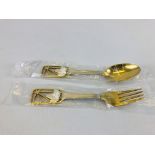 ANTON MICHELSEN SILVER & GILT ENAMELED COLLECTORS SPOON & FORK JULEN 1938