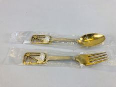 ANTON MICHELSEN SILVER & GILT ENAMELED COLLECTORS SPOON & FORK JULEN 1938