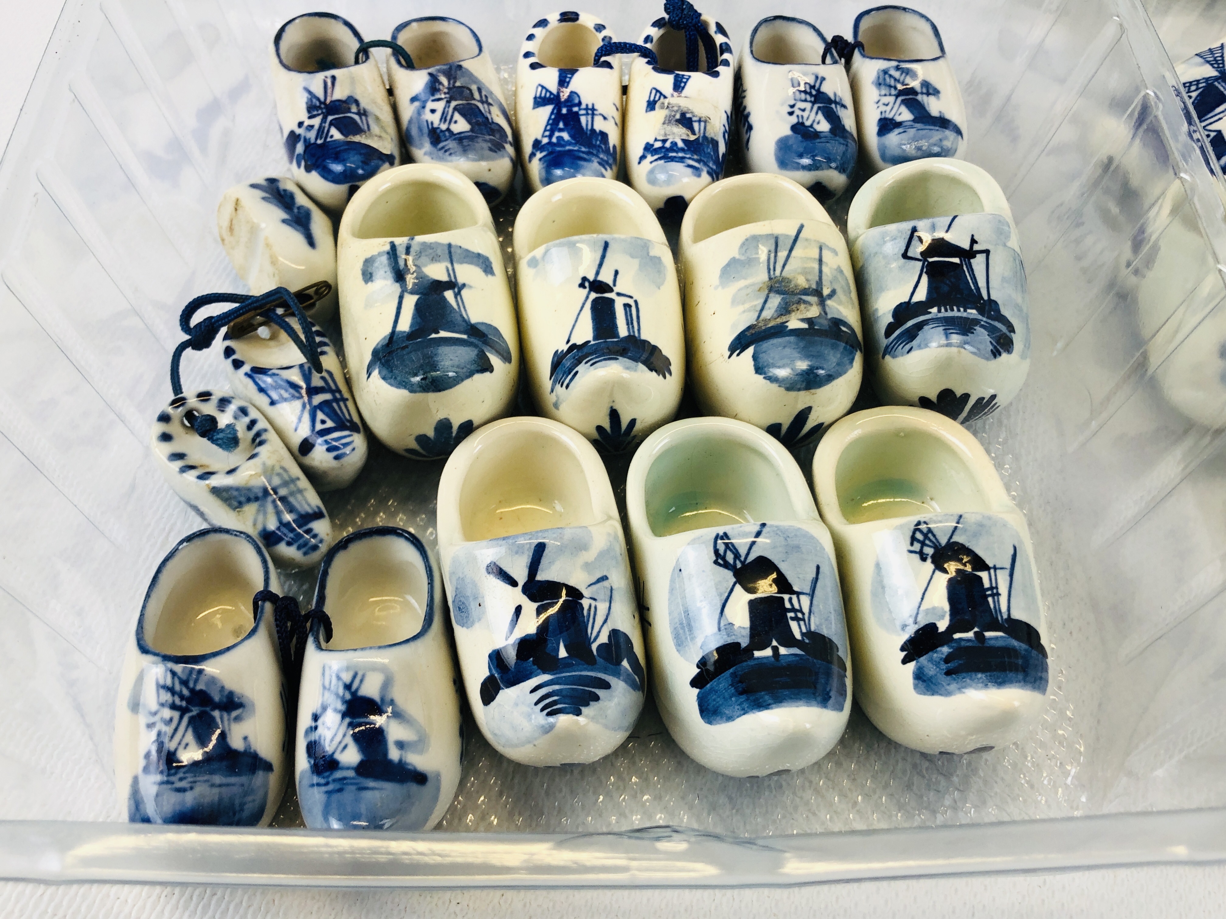 AN EXTENSIVE COLLECTION OF MINIATURE DELFT CLOGS. - Image 2 of 9