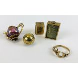 A COLLECTION OF 5 ASSORTED 9CT GOLD CHARMS