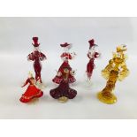 A GROUP OF MURANO GLASS FIGURES.