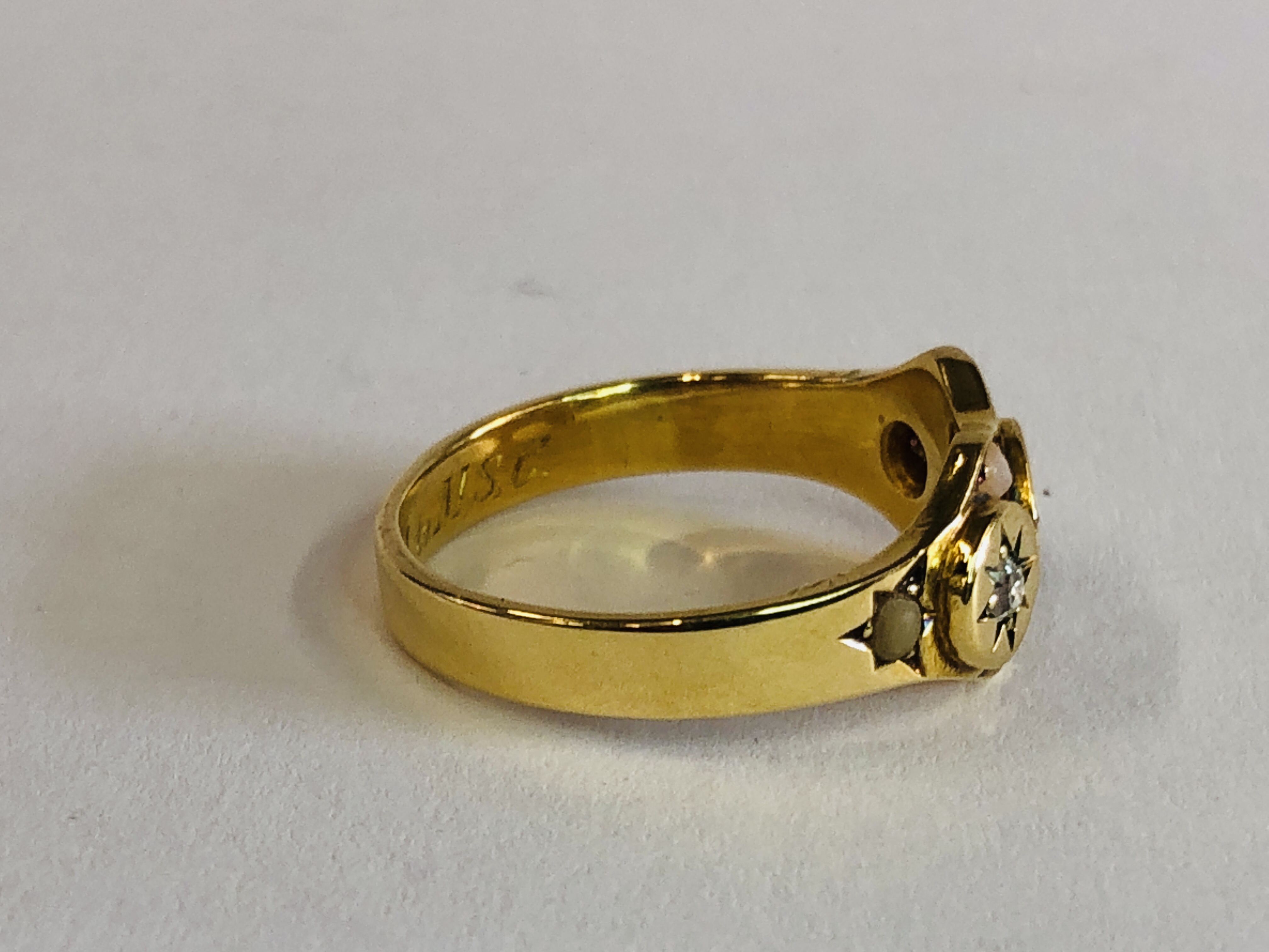 AN ANTIQUE 18CT GOLD DIAMOND AND CORAL RING, CHESTER 1883. - Image 5 of 7