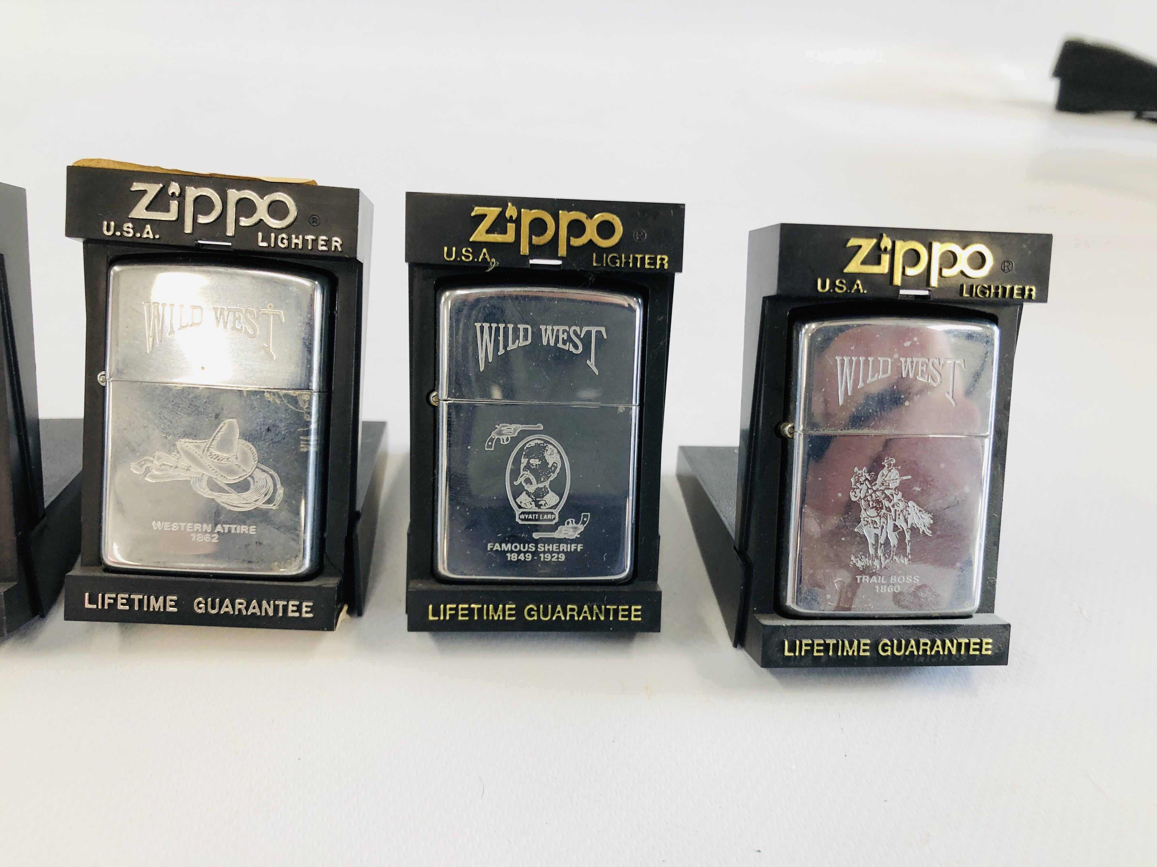 6 X CASED ZIPPO LIGHTERS "WILD WEST" COLLECTION INCLUDING PONY EXPRESS 1860, TRIAL BOSS 1860, - Image 4 of 5