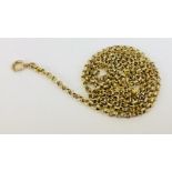 A 9CT GOLD BOX LINK NECKLACE - L 75CM, YELLOW METAL CLASP A/F.