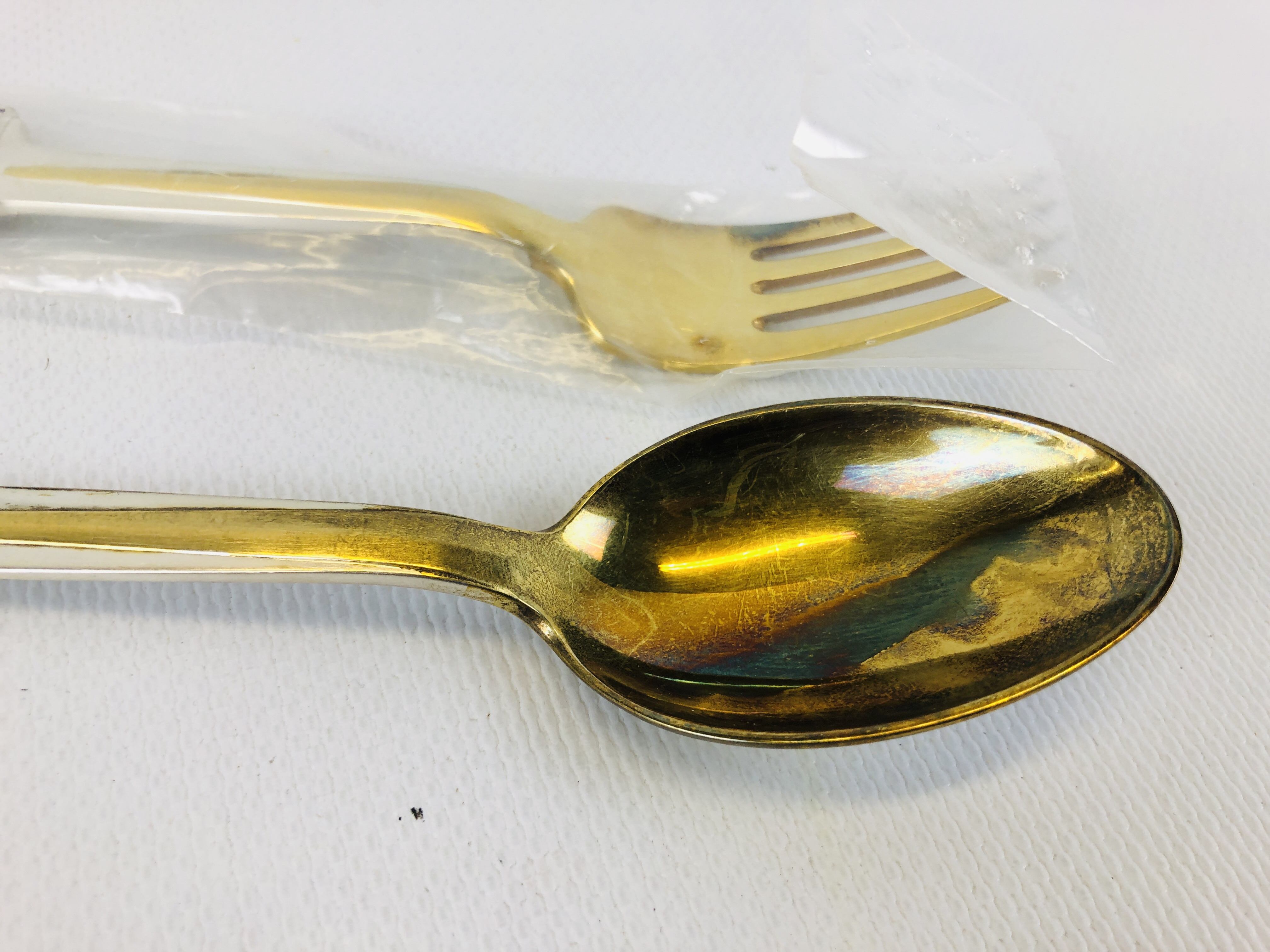 ANTON MICHELSEN SILVER & GILT ENAMELED COLLECTORS SPOON & FORK JULY 1934 - Image 3 of 6