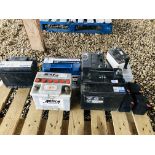 6 X VARIOUS CAR BATTERIES AND SIX GEL BATTERIES FOR SALVAGE.