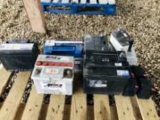 6 X VARIOUS CAR BATTERIES AND SIX GEL BATTERIES FOR SALVAGE.