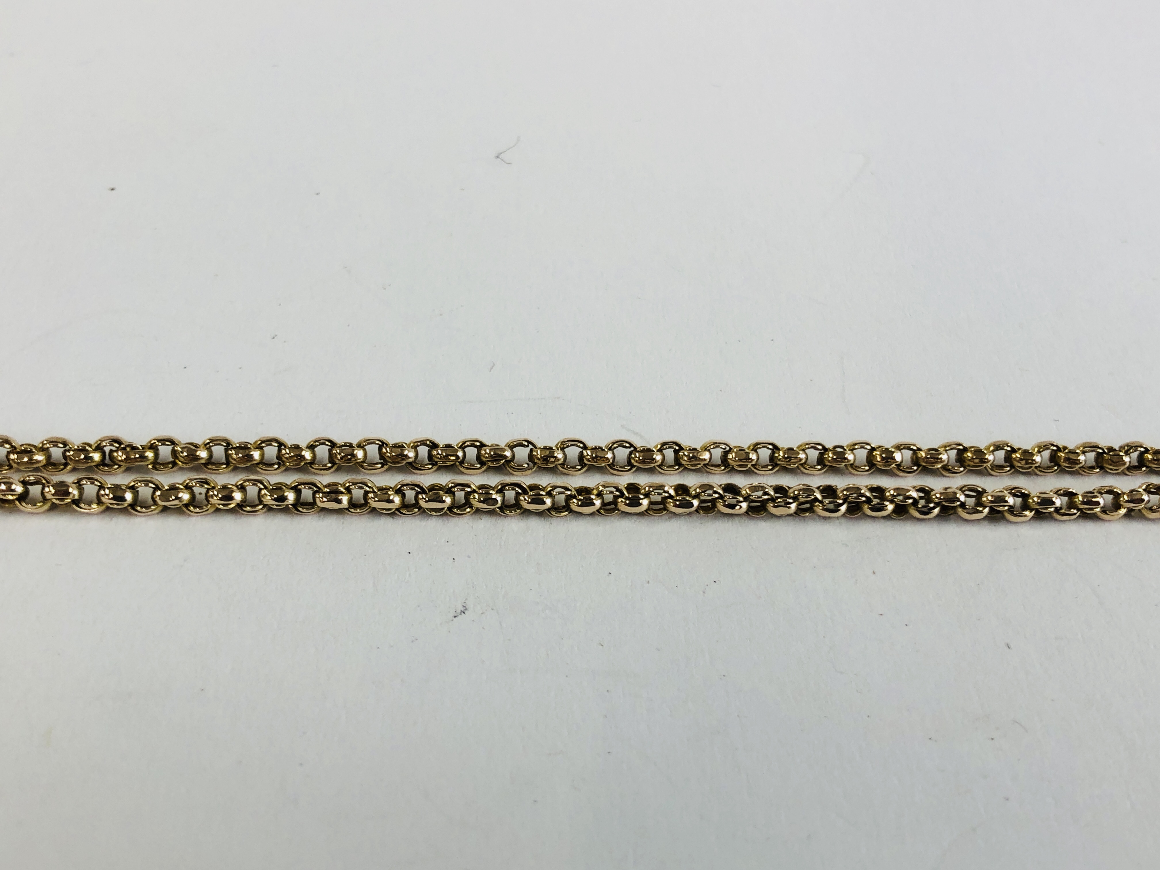 AN ANTIQUE 9CT GOLD FANCY LINK LONG GUARD CHAIN - 156CM. - Image 5 of 14